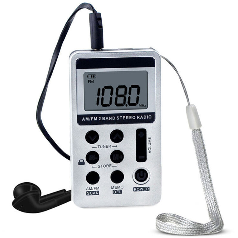 Hanrongda Hrd-103 Am/fm Digitalradio, Tragbarer 2-band-stereo-empfänger, Taschenradio Mit Kopfhörern, Lcd-bildschirm, Akku, Trageschlaufe, Schwarz