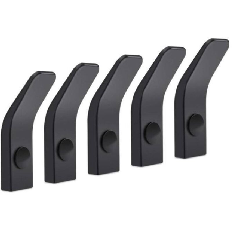 Set Mit 5 Schwarzen Aluminium-wandhaken Für Handtücher Und Kleidung, Ideal Für Badezimmer, Küche, Büro Oder Garage.