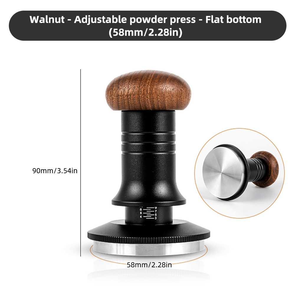 58-mm-espresso-tampon Mit Kalibrierter 30-pfund-feder, Basis Aus Edelstahl 304 Und Ergonomischem Griff Aus Walnussholz