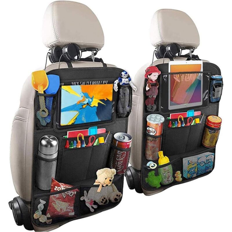 Auto-rücksitz-organizer – 2er-pack Mit 9 Taschen, Wasserdicht, Kompatibel Mit 10-zoll-ipad, Ideal Für Familienreisen.