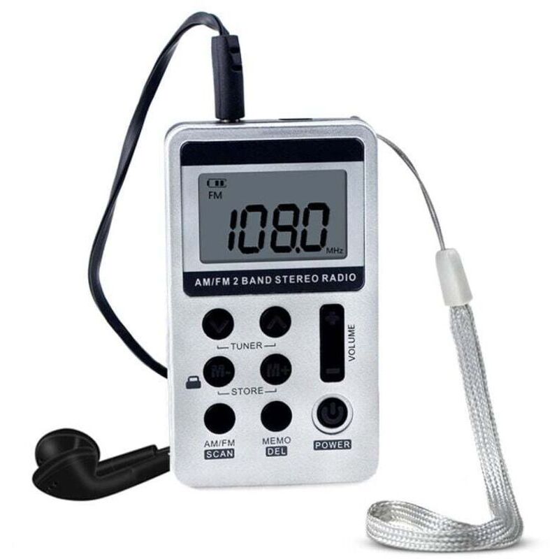 Hanrongda Hrd-103 Tragbares Am/fm-stereo-radio Mit Lcd-bildschirm, Inklusive Kopfhörern Und Wiederaufladbarem Akku.