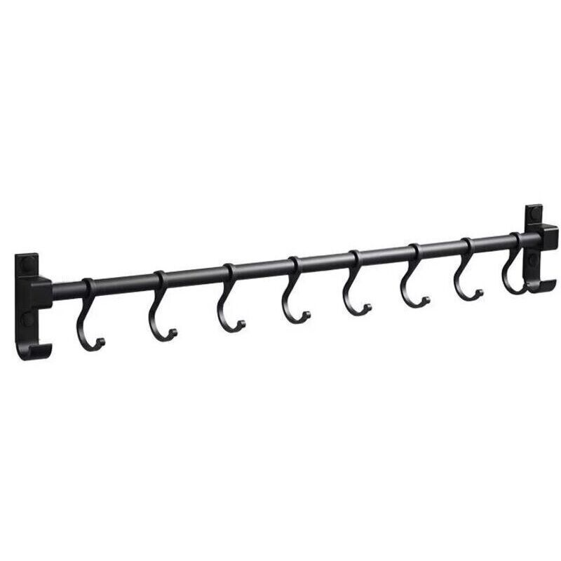 50 Cm Aluminium-wandhalterung – 8 Abnehmbare Haken – Korrosionsbeständig – Für Küchenutensilien Und Kleidung