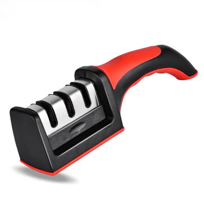 Nazalus-sale 3-phasen-schärfer – Für Küchenmesser – Professionelles Ergebnis/ergonomisches Design – Keramikstein/wolframkarbid/diamant – Schwarz/chrom-finish