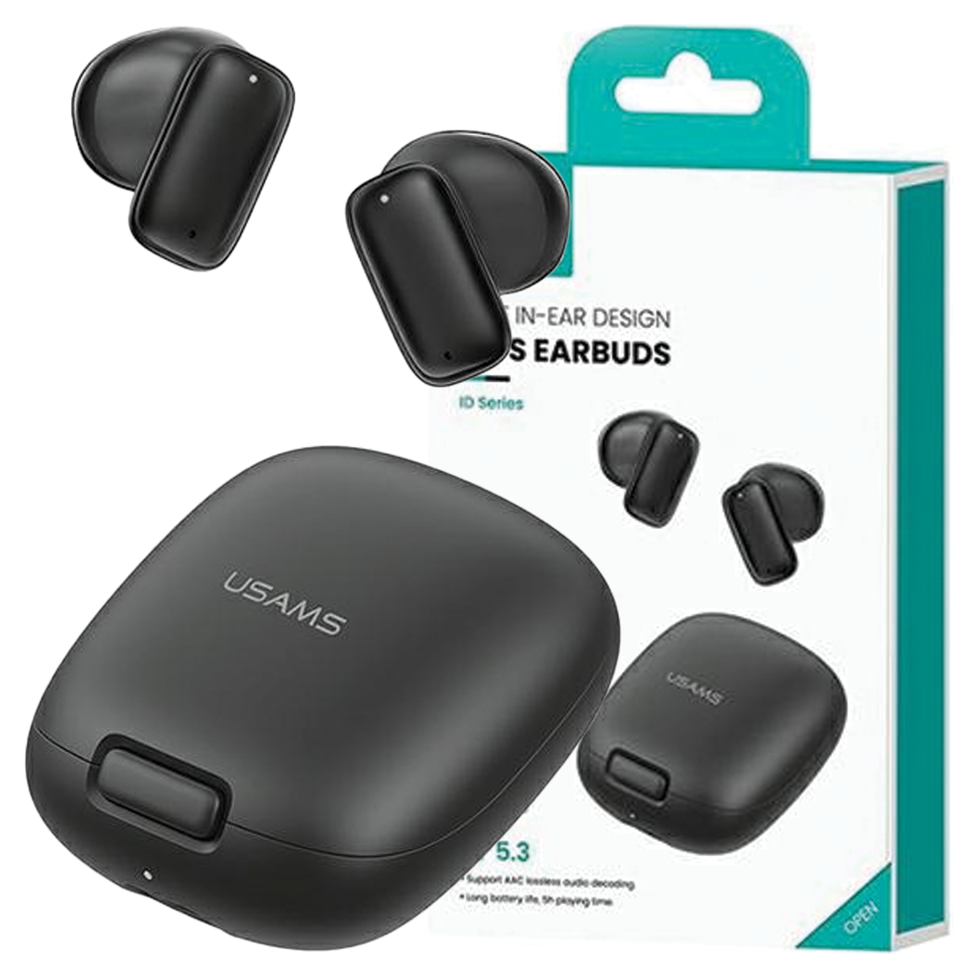Usams Bluetooth 5.3 Twsid Series Kabellose Kopfhörer Schwarz/schwarz Bhuid01 (id25)