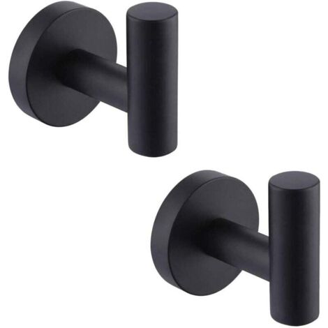 Badezimmer-handtuchhaken, 2er-pack, Wandmontierte Bademantelhaken, Kleiderhaken Aus Edelstahl Sus 304, Für Badezimmer, Küche, Büro Und Kleiderschrank (schwarz, 2er-pack)