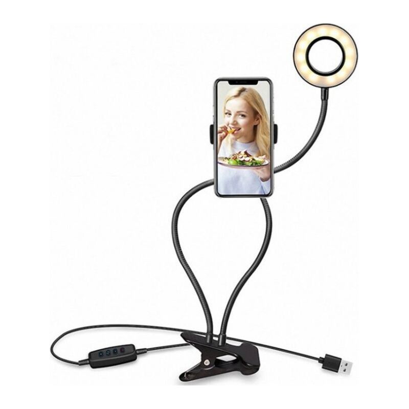 Akzentbeleuchtung, Batteriebetriebene Lampe, 15 Cm Tischleuchte Mit Klemme, Aufhelllicht, Faltbares Ringlicht Für Selfies, Schwarzes Crezuo