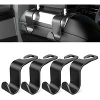 Set Mit 4 Autositzlehnenhaken. Autozubehör Für Den Innenraum. Schwarzer Kunststoff. Geeignet Für Handtaschen, Einkaufstaschen, Kleidung Und Werkzeugkisten.