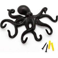 Schwarze Oktopus-wandhaken, Designer-wandhaken, Wandgarderobe Im Rustikalen Design, Stabiler Kleiderhaken