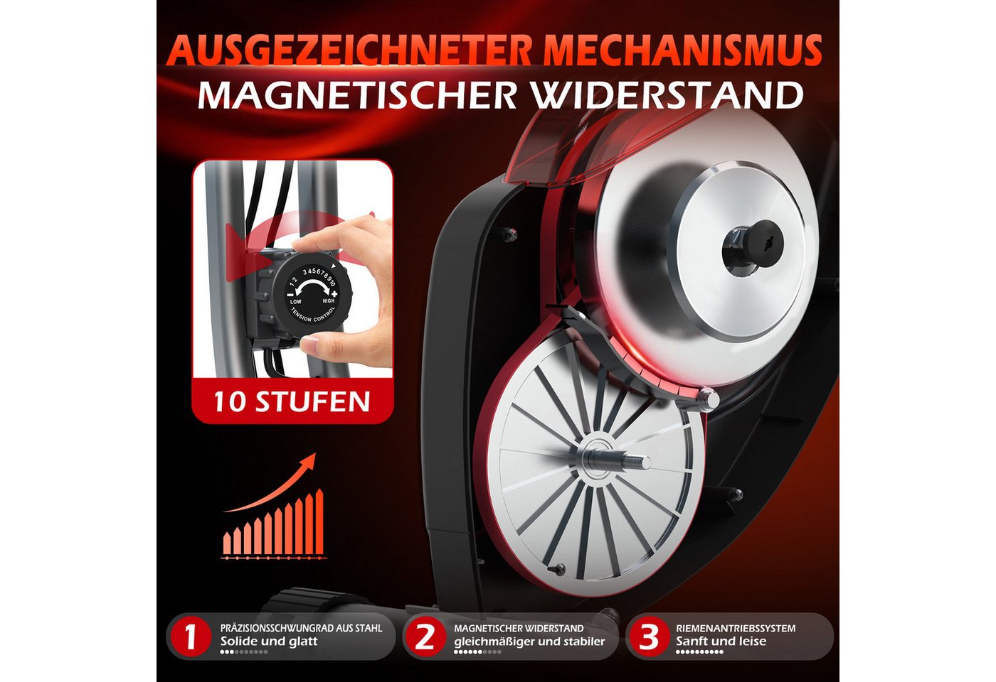 Heimtrainer - Pasyou - Px10 - Faltbar 3-in-1 - 10 Magnetische Widerstandsstufen - Verstellbarer Sitz Bild 3