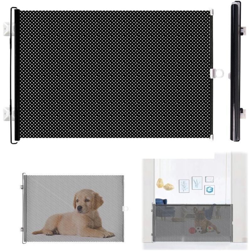 Einziehbares Sicherheitsgitter Für Kleintiere – Höhe 40 Cm, Länge 125 Cm – Einfache Montage, Metall Und Nylon – Für Treppen Und Türöffnungen