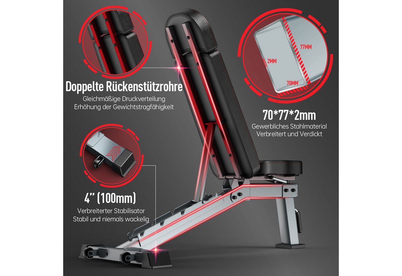 Hantelbank - Joroto - Md80 - Verstellbar 4 In 1 - Neigbar Faltbar - Tragfähigkeit 450 Kg Bild 5