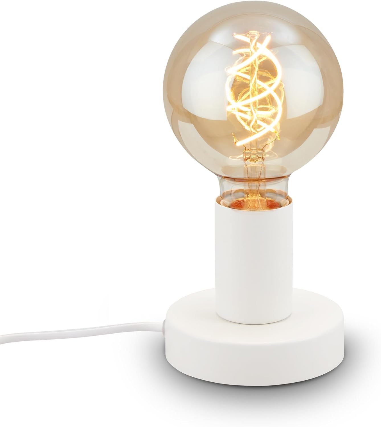 Retro-nachttischlampe Mit Kabelschalter, E27-fassung, Max. 10 Watt, Vintage Tischlampe, Schreibtischlampe, Nachttischlampe, Leselicht, 10x9 Cm, Weiß