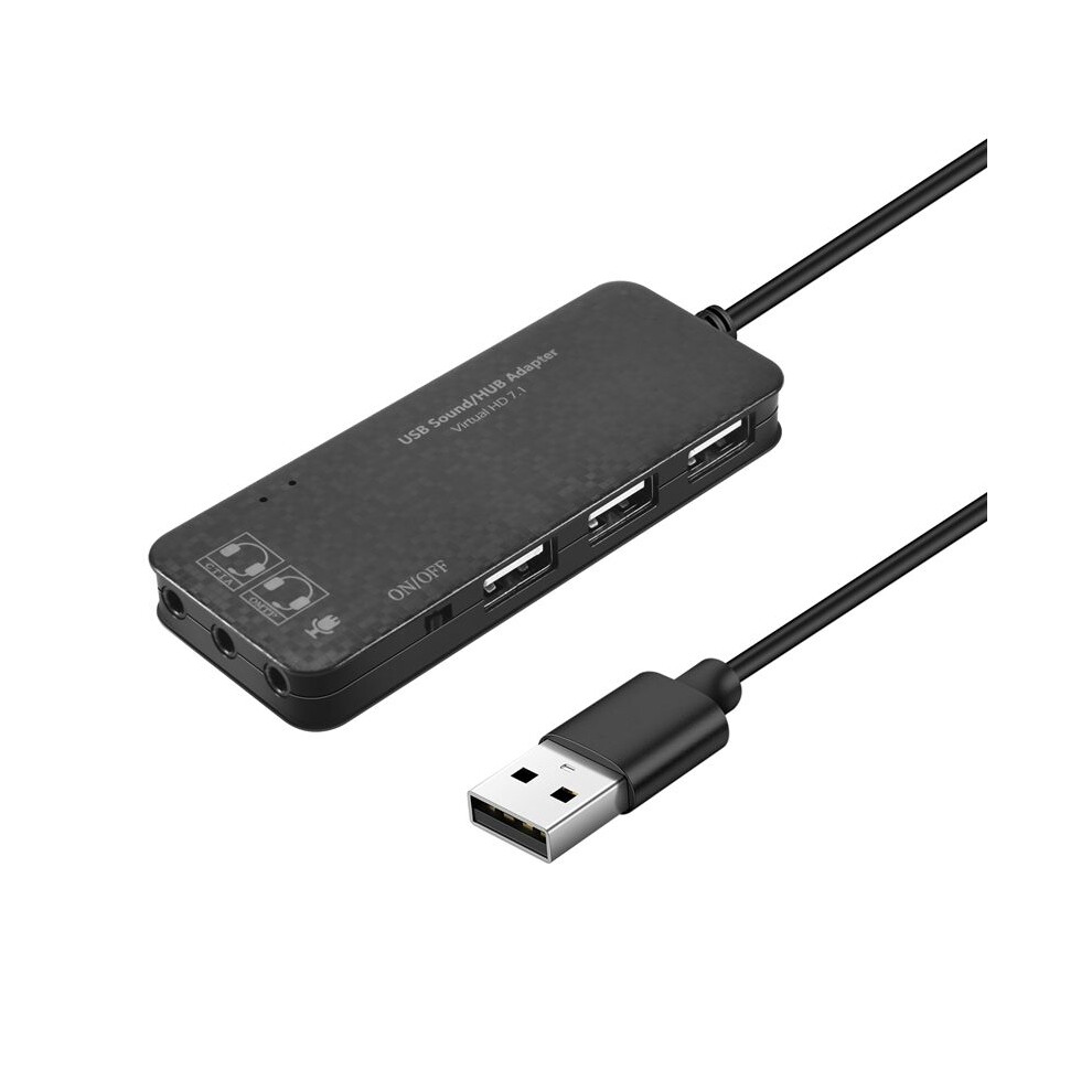 Geeignet Für Externe 3-port-usb-2.0-hubs, 7.1-kanal-soundkartenadapter Für Pcs Mit Mikrofon- Und Kopfhörerbuchsen, Schwarz.