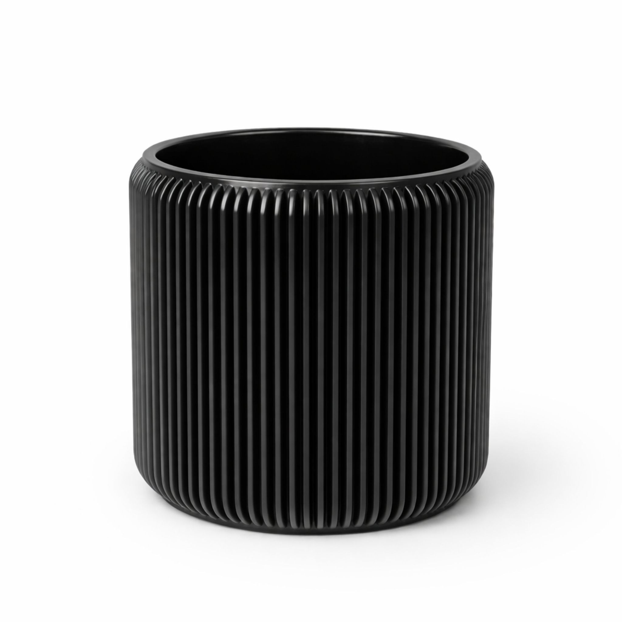 Schwarzer Blumentopf Mit Deckel Und Versteckter Tropfschale, Minimalistisch
