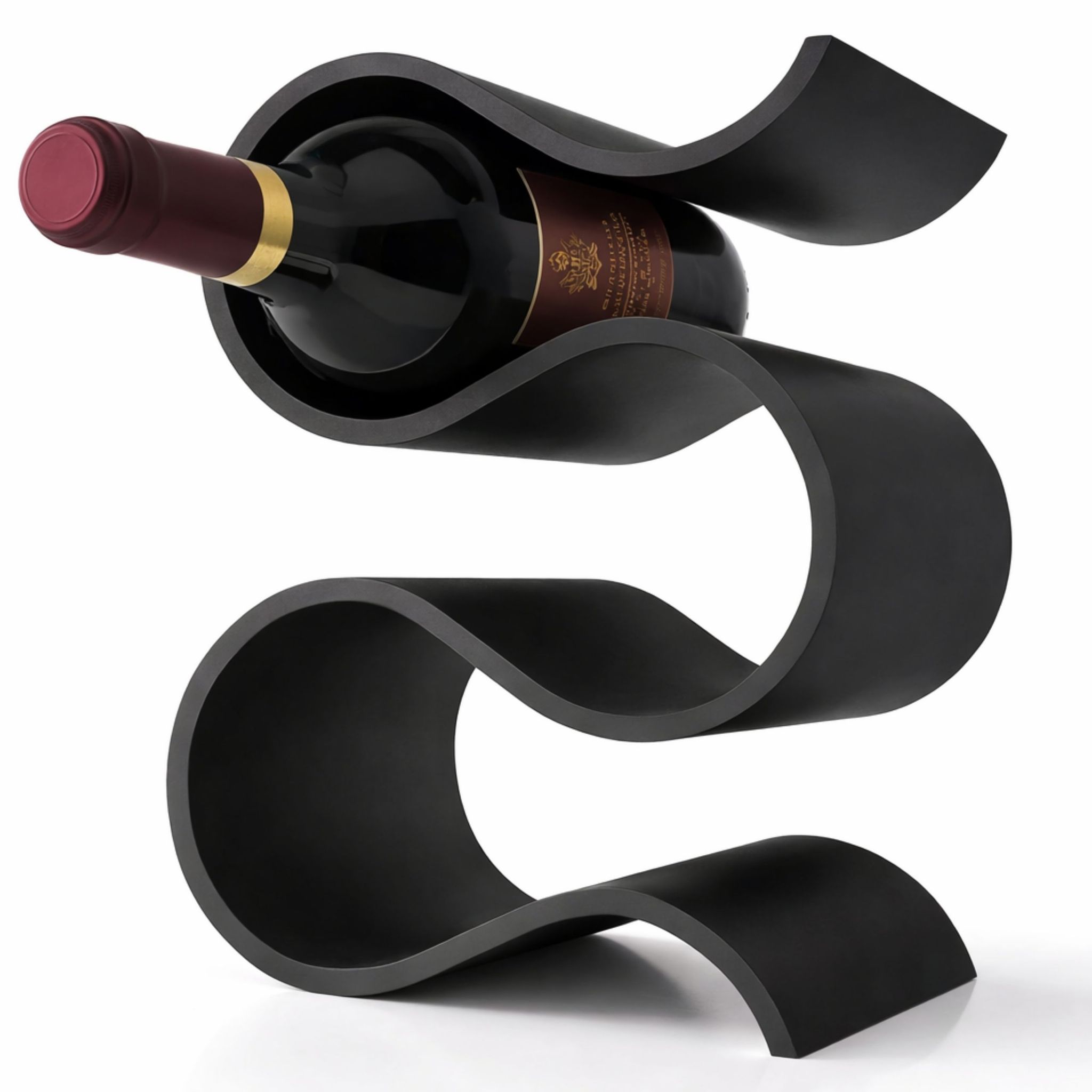 Schwarzes Weinregal Für 4 Flaschen, Minimalistischer Organizer S