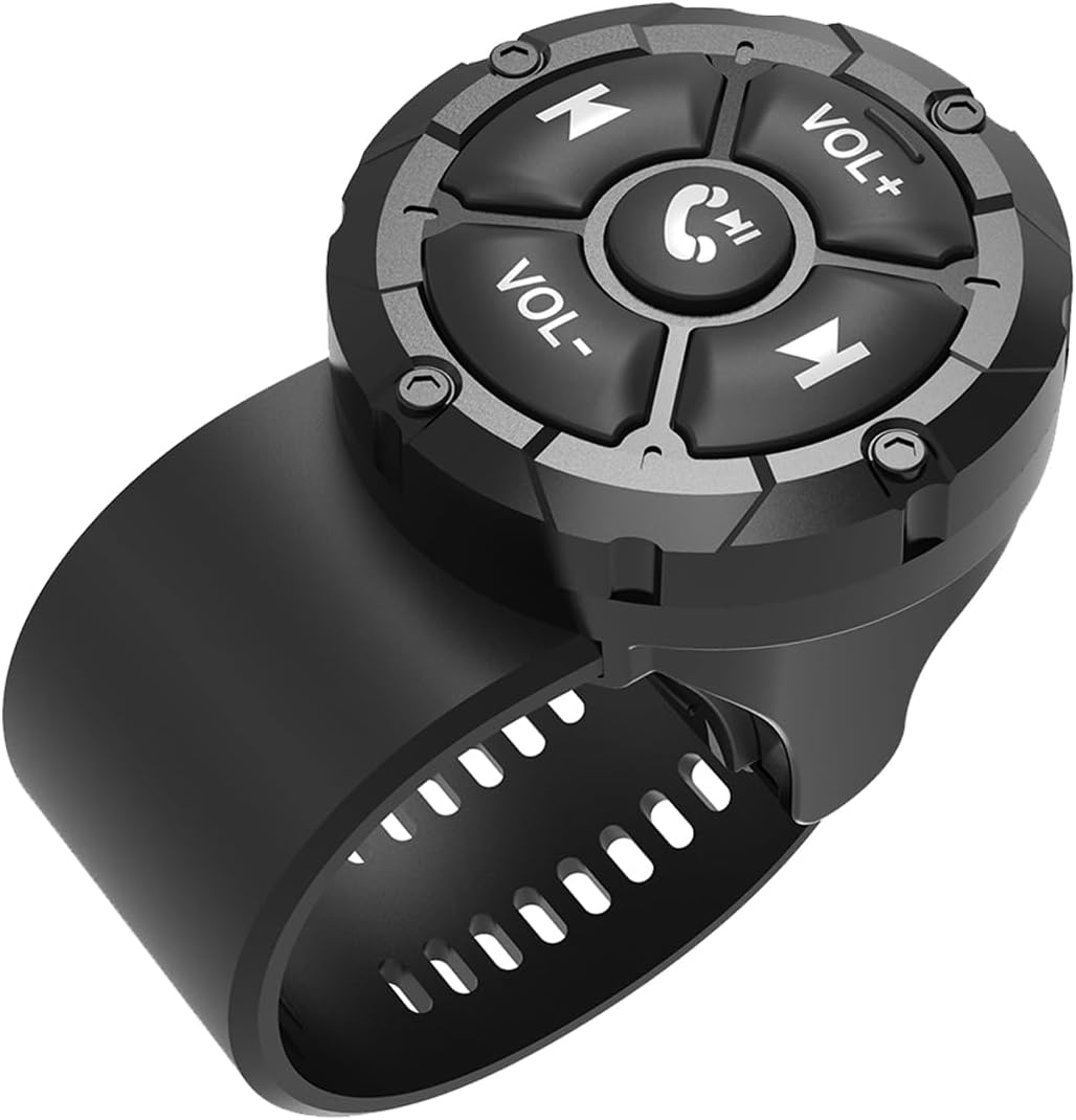 Bluetooth-medienfernbedienung Mit Einstellbarer Richtung, Wasserdicht, Kabellos, Musiksteuerung Für Auto, Fahrrad, Motorrad, Lenkradsteuerung, Kompatibel Mit Iphone/android-geräten, Schwarz