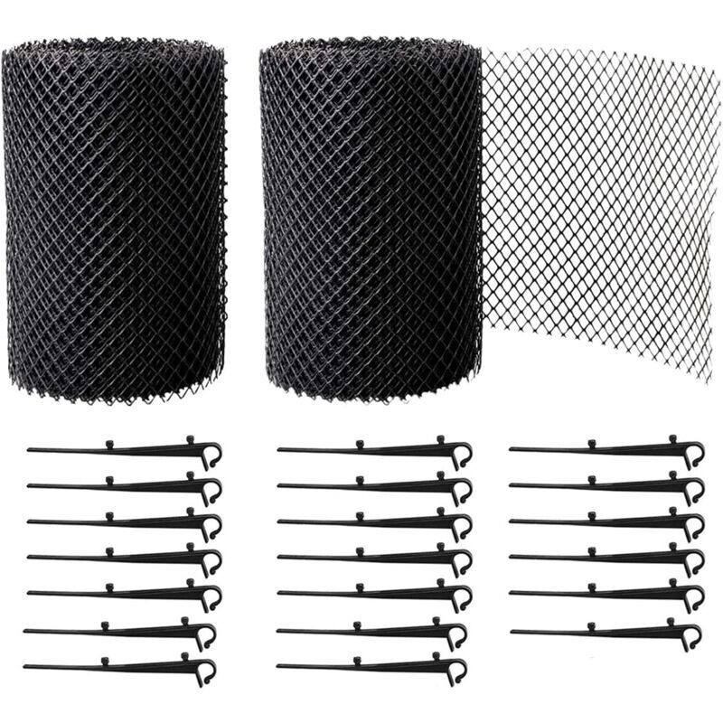 Pp-dachrinnenschutz, 2 Rollen, 16 M X 18 Cm, 20 Laubschutzhaken, Langlebig, Einfache Montage – Ulisem