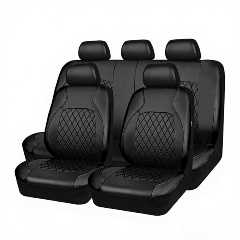 Mulcort - Komplettes Set Aus 9 Autositzbezügen Aus Pu-leder, Universeller Schutz, Innenausstattung Für Pkw Und Suvs.
