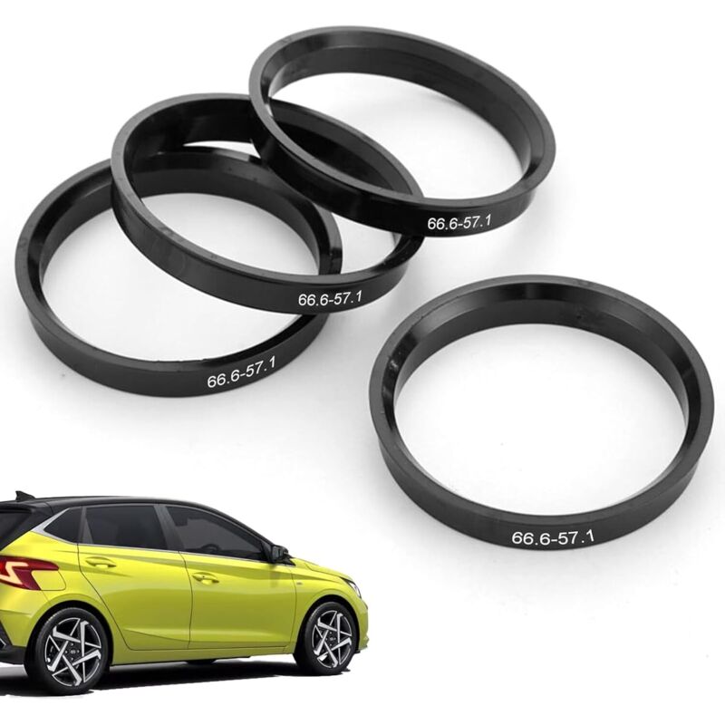 Zentrierringe (4er-pack) – 66,6 Mm Bis 57,1 Mm, Schwarzer Kunststoff, Vibrationsdämpfung, Kompatibel Mit Audi/vw