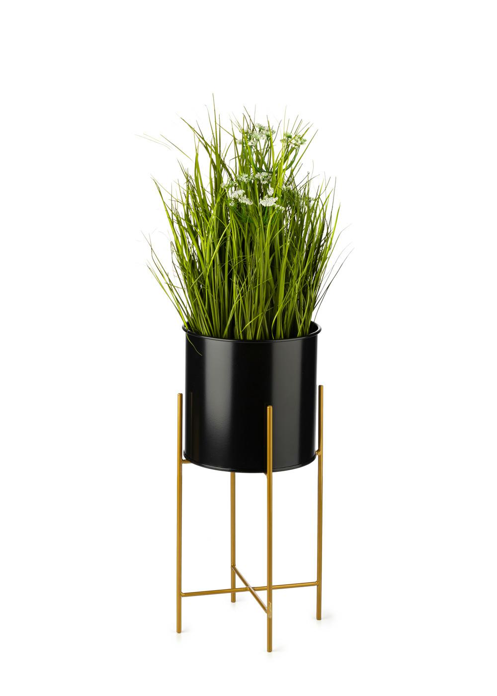 Blumenständer Mit Deckel 55 Cm Gold Schwarz