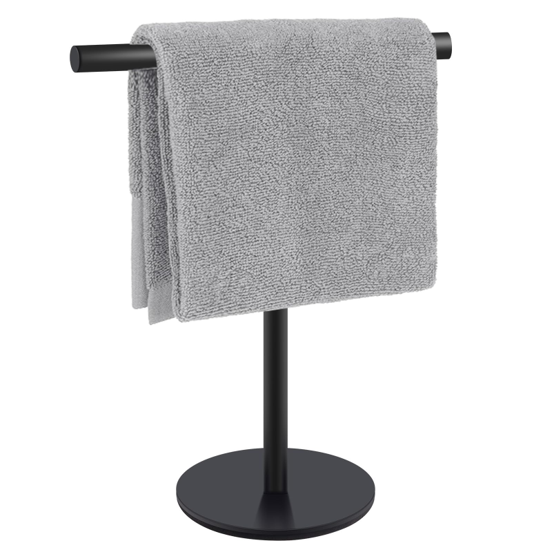 Minimalistischer T-förmiger Handtuchhalter Mit Mattschwarzer Oberfläche Aus Edelstahl Sus304 Für Badezimmer- Oder Küchenarbeitsplatten.