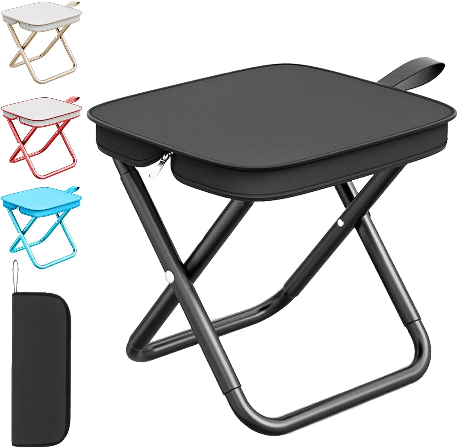 Mini-klappstuhl, Hocker, 28,5 Cm, Faltbar, Ideal Für Reisen, Spazierengehen, Garten, Angeln, Grillen, Strand (schwarz)