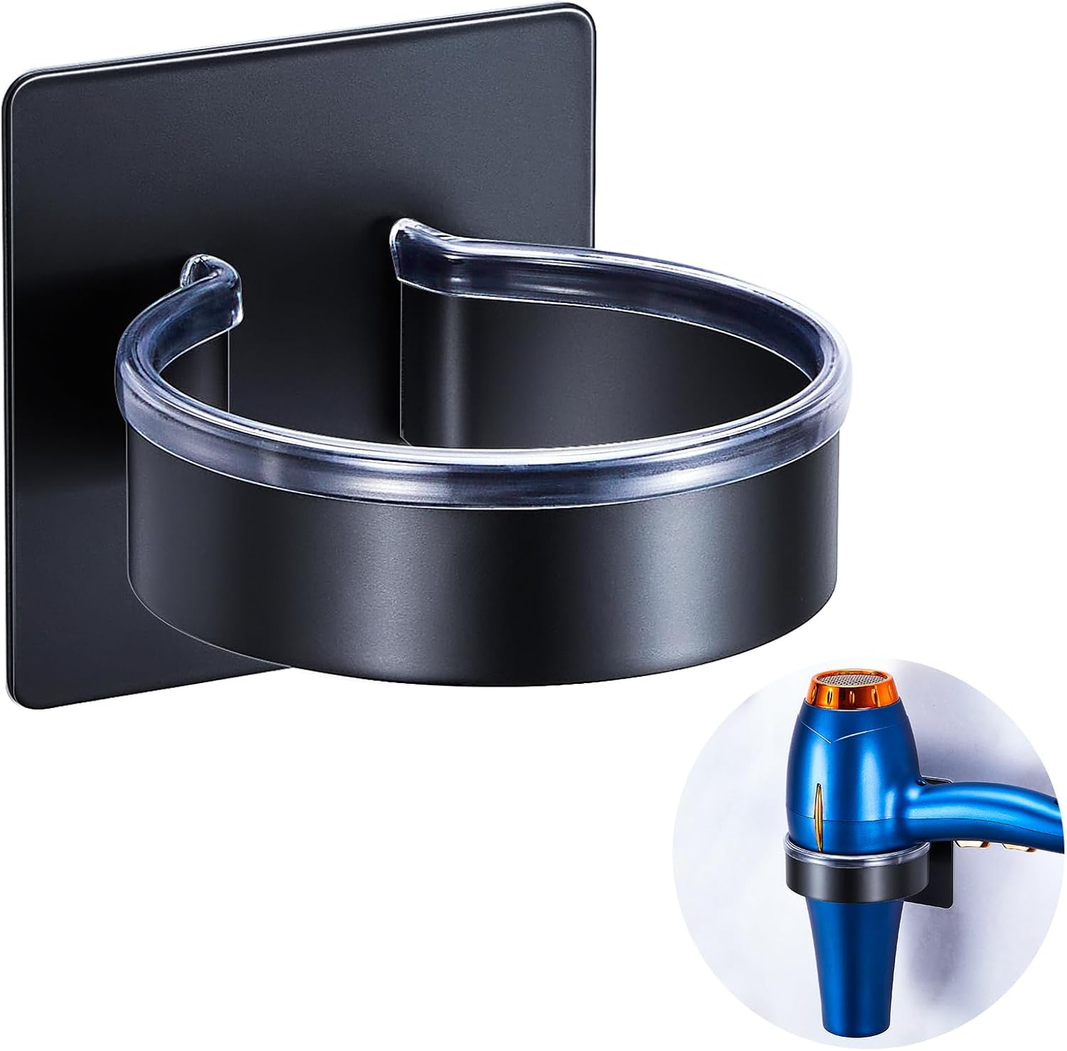 Haartrockner-halter Ohne Bohren, Selbstklebender Wand-haartrockner-halter, Edelstahl-wand-haartrockner-halter, Haartrockner-aufhänger, Schwarze Haartrockner-aufbewahrung Für Badezimmer
