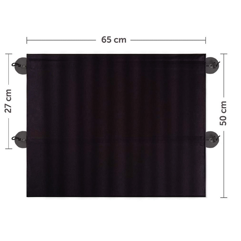 2 Stück Baby-sonnenschutztuch, Kinder-autofenster-sonnenschutz, Ausgestattet Mit 4 Saugnäpfen, 65 X 50 Cm, Schwarz