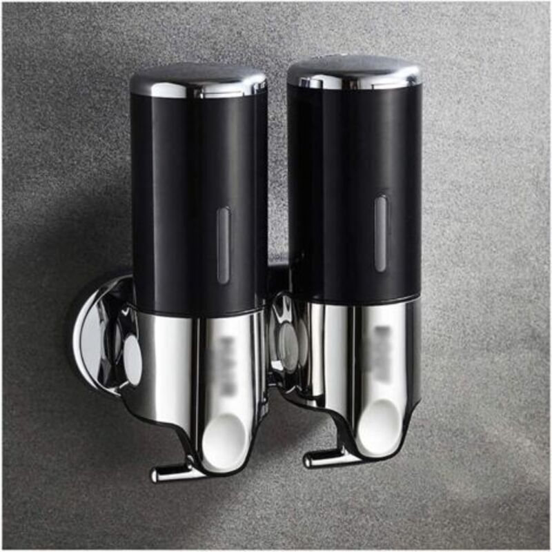 500-ml-doppelkopf-wandseifenspender – Schwarz, Ideal Für Duschgel, Shampoo Und Spülmittel In Küche Und Bad – Ulisem