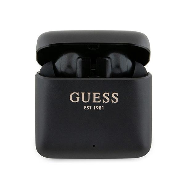 Guess Bluetooth-kopfhörer Gutwssu20alegktws + Dockingstation Schwarz/schwarz Mit Aufgedrucktem Logo