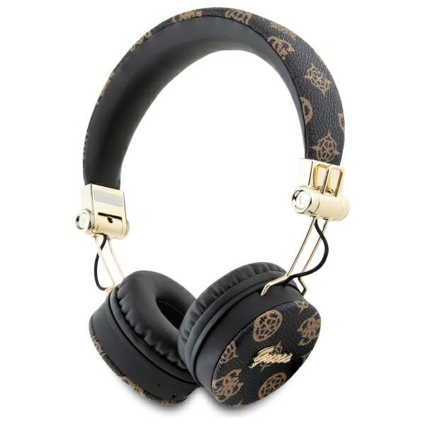 Guess Bluetooth-on-ear-kopfhörer Enc Gubh70eposmk Schwarz/schwarz, Runde Form Mit Pfingstrosen-schriftzug