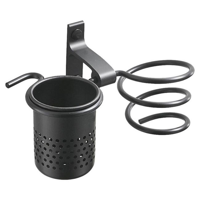 (schwarz) Multifunktionaler Haartrocknerhalter Aus Aluminium, Wandmontierter Organizer Für Badezimmer, Multifunktionaler Haartrocknerhalter