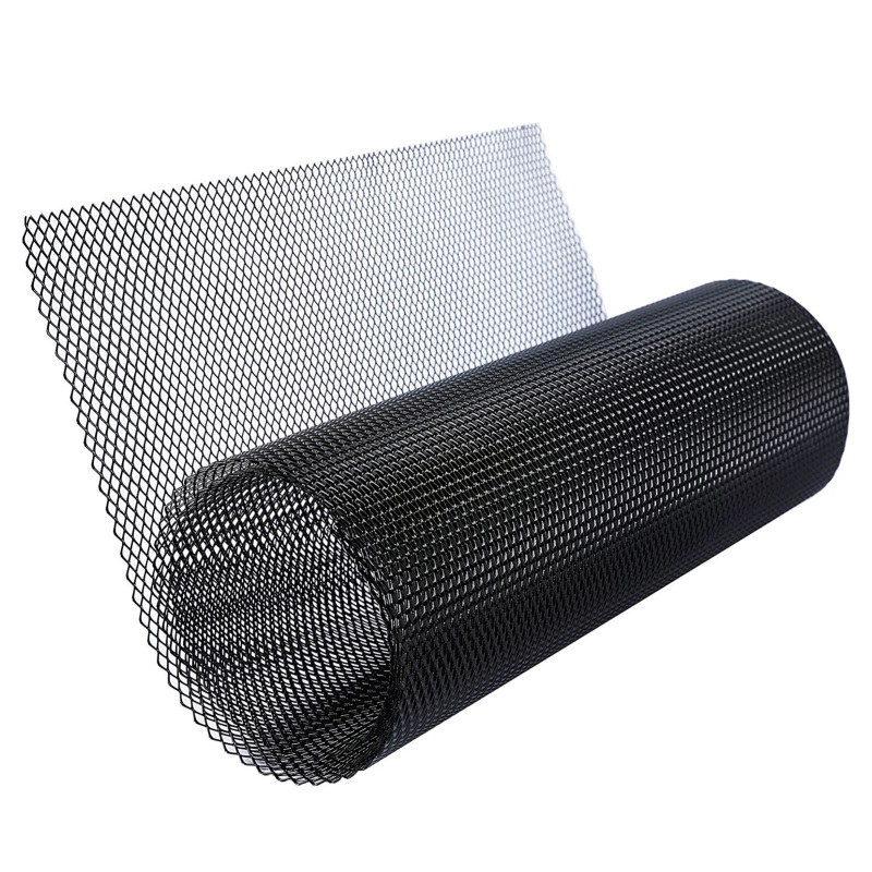 Kühlergrill Aus Schwarzer Aluminiumlegierung, Stoßstangengrillrolle, Diamantperforation, Schwarz