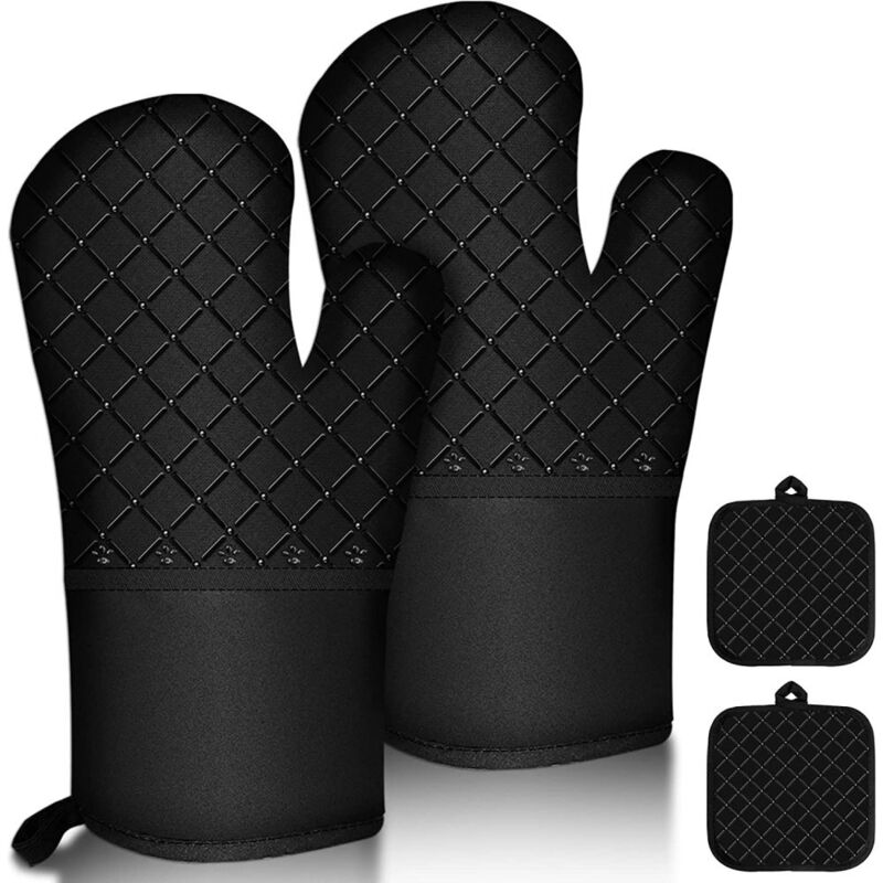 Professionelle Ofenhandschuhe, Hitzebeständig Bis 300 °c, Rutschfest, Baumwollfutter, Mit Hebering – 2er-pack – Ulisem