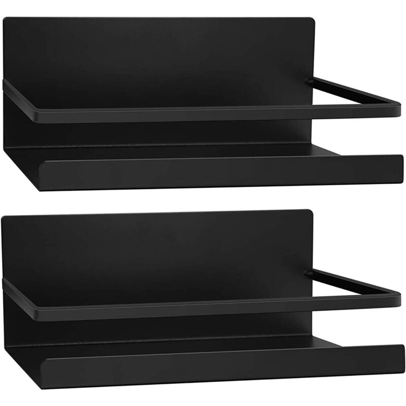 Magnetisches Kühlschrankregal Mit 2 Seitenablagen, Schwarzer Stahl, Gewürzablage, Platzsparende Küchenorganisation - Ulisem