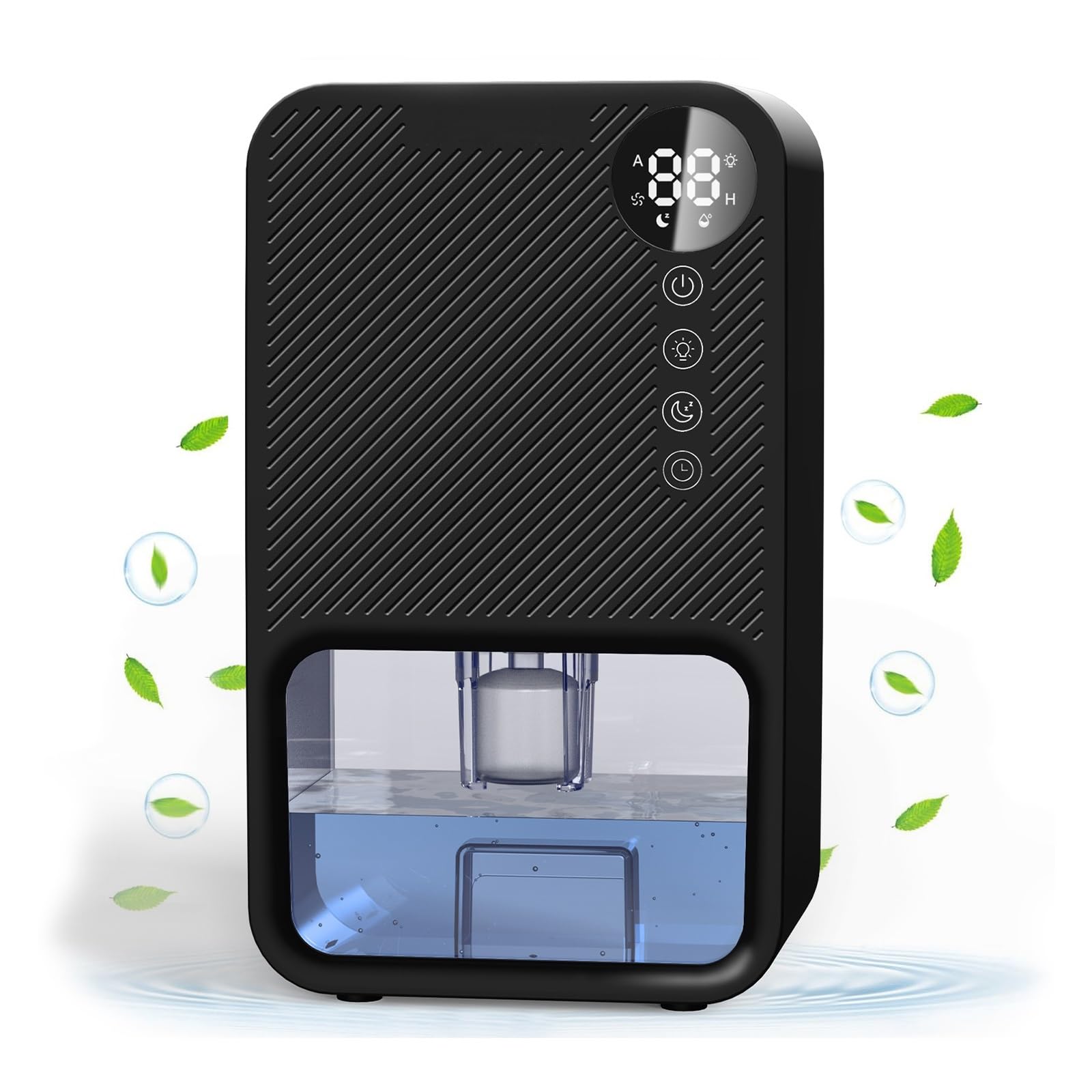 Luftentfeuchter Für Schlafzimmer, 1100 Ml Wassertank, Leiser Luftentfeuchter, Kleiner Luftentfeuchter, Automatische Abschaltung, Schlafmodus, 7-farbiges Led-licht (schwarz)
