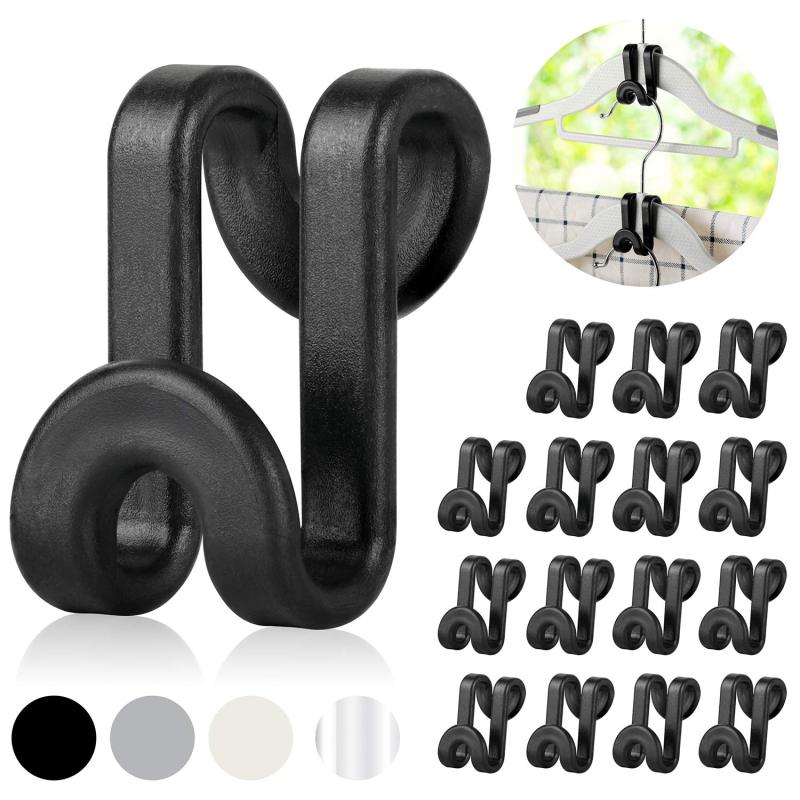 Hakenverbinder Zum Aufhängen Von Kleidung, 60 Kaskadenhaken In Verschiedenen Höhen, Robuste Mini-kunststoffhaken Für Platzsparende Kleiderschrankorganisation, Schwarze Farbe