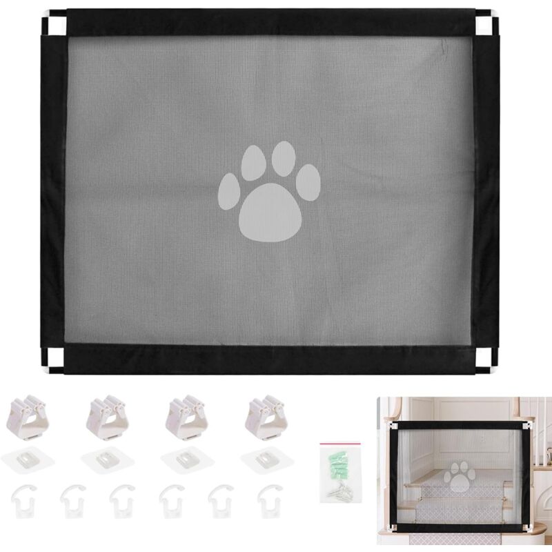 Treppenschutzgitter Ohne Bohren – 100 X 80 Cm, Schwarz, Geeignet Für Hunde Und Andere Haustiere
