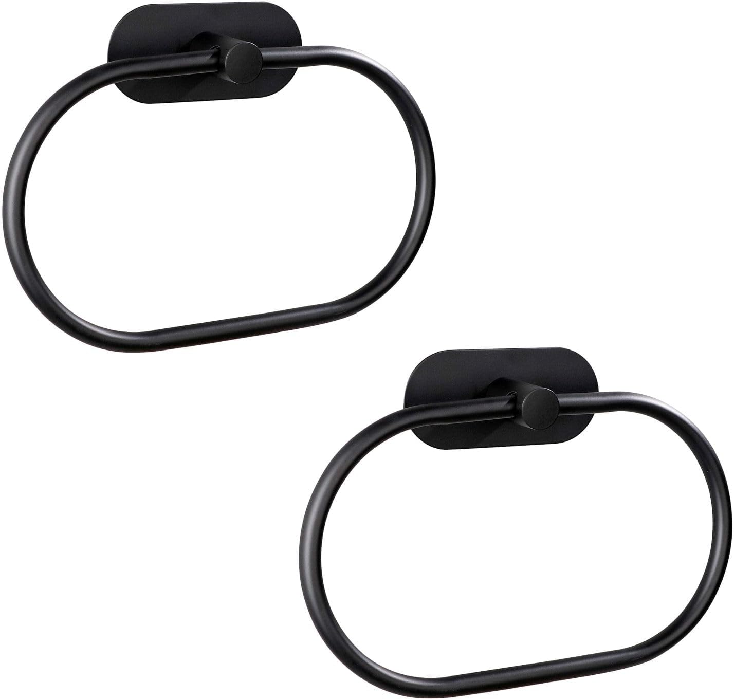 Set Mit 2 Selbstklebenden Handtuchringen Für Badezimmer – Wandmontage – Edelstahl – Hardware-zubehör Ohne Bohren – Moderner Runder Handtuchhalter – Schwarz