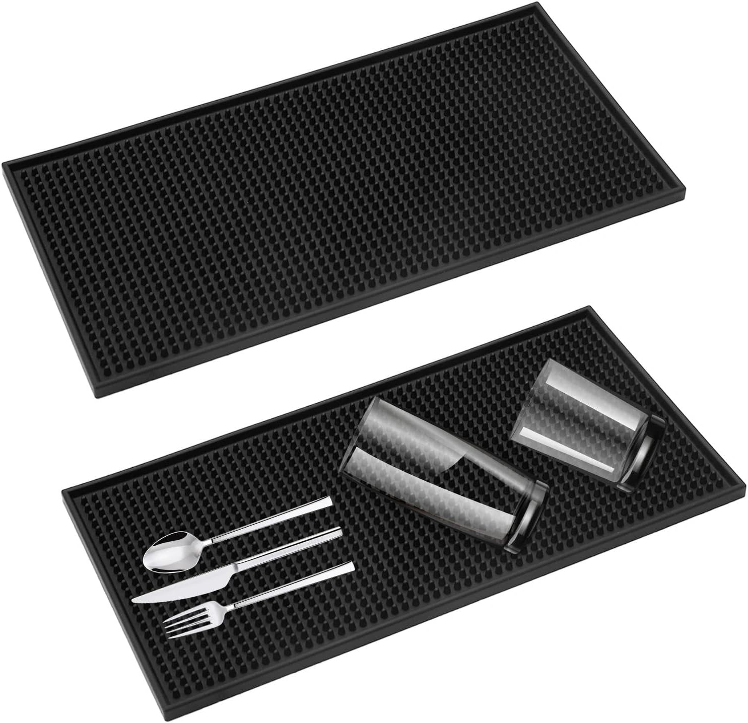2 Stück 30 X 15 Cm Barmatten, Abtropfmatten Für Geschirr, Schwarz, Abtropfmatten, Spülbeckenmatten, Schnelltrocknend, Für Gläser, Geschirr, Trockenunterlagen Für Bars, Clubs, Küchen, Restaurants, Thek