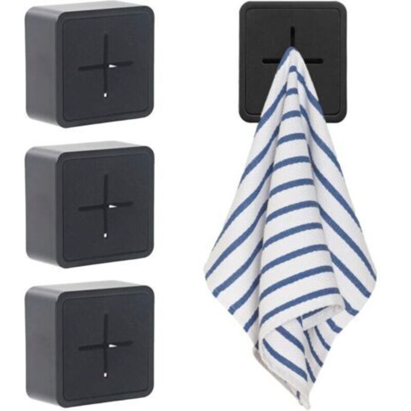 Selbstklebender Handtuchhalter Für Küche Und Bad – 4er-set Abs-halter Ohne Bohren Mit Einfach Anzubringenden Saugnäpfen – Ulisem