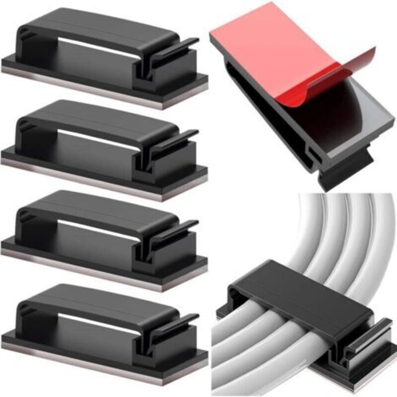 Schwarzer, Selbstklebender Kabelmanager – 5 Robuste Clips Für Fernseher, Computer, Laptop Und Ethernet, Für Büro Und Zuhause – Ulisem