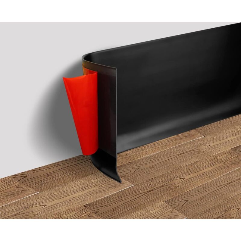 Wandabschlussleiste, 10 Cm Breit, Flexibles, Selbstklebendes Gummimaterial, Einfach Anzubringen, Abmessungen: 10 Cm X 6 M, Schwarz.
