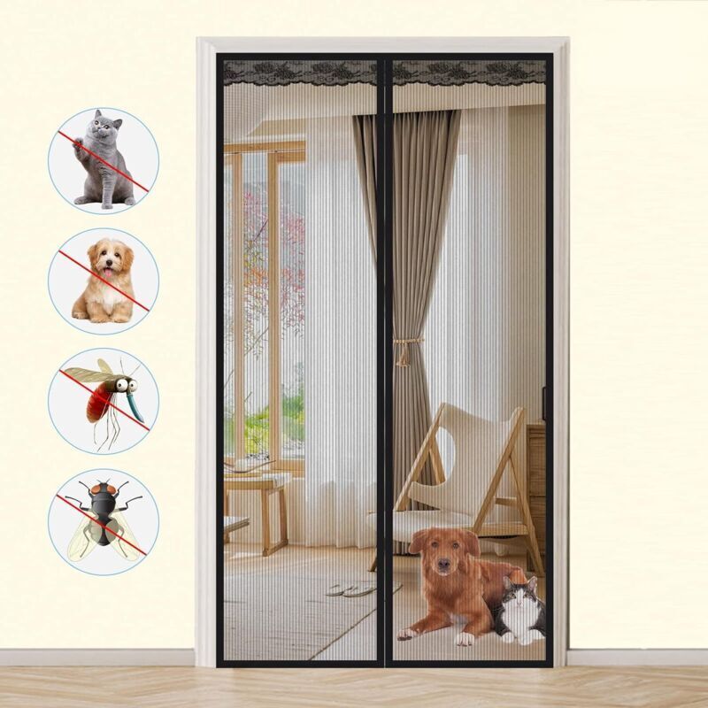 Schwarzer Magnetischer Türvorhang 110 X 210 Cm Für Türen Und Fenster – Mücken- Und Fliegenschutz – Automatischer Schließmechanismus