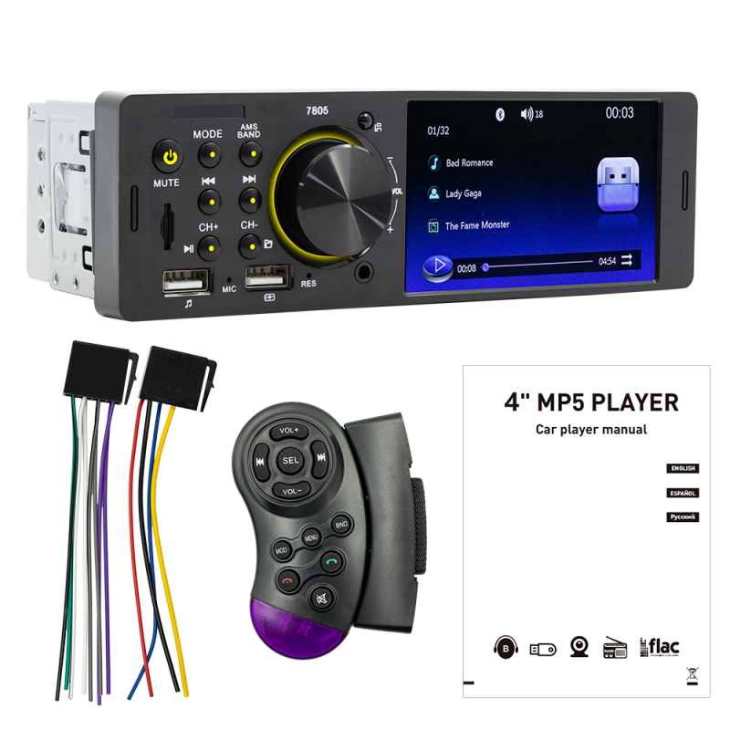 Single-din-autoradio Mit 4,1-zoll-einbauschacht, Bluetooth-mp5-player, Fm-radio, Tf-/usb-kartenwiedergabe, Usb-ladefunktion, Freisprecheinrichtung, Rückfahrkamera Und Lenkradfernbedienung.