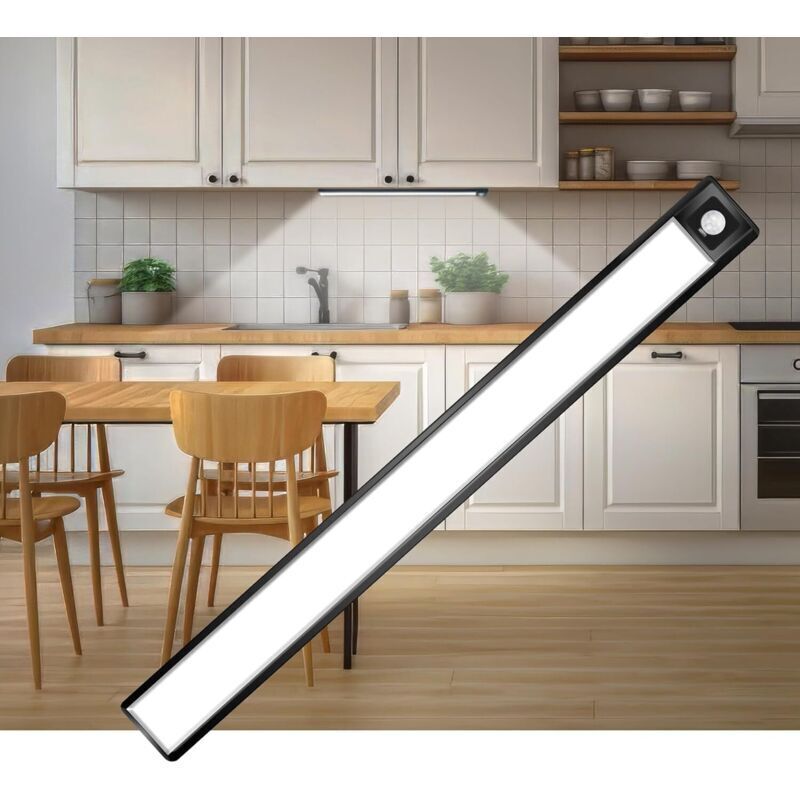 Wiederaufladbare Magnetische Led-lampe Mit Intelligentem Sensor, 3 Farbmodi, Automatischer Ein-/ausschaltfunktion, Kein Bohren Erforderlich, Schwarz, 40 Cm – Ulisem
