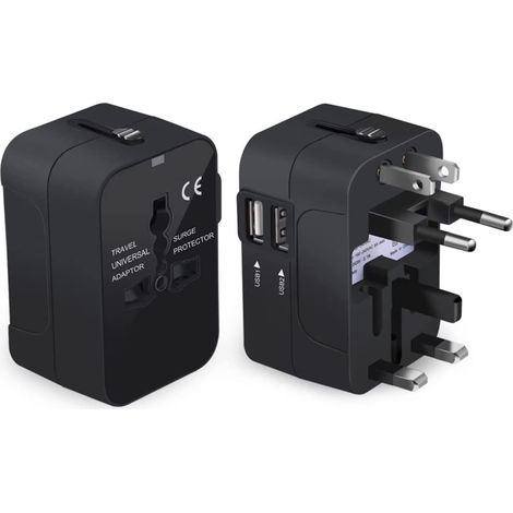 Reisesteckeradapter, Internationaler Reiseadapter Mit Zwei Usb-anschlüssen Für Japan, China, Kanada, Usa/eu/gb/au Und Ca. 150 Weitere Länder Für Handys Und Tablets (weihnachten)