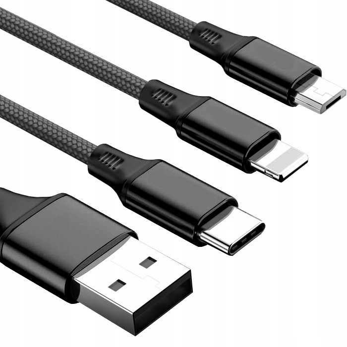 3-in-1-kabel Für Iphone / Micro-usb / Usb-c Koanni Kb13black