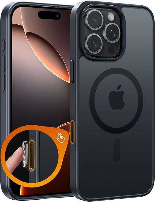 Magnetische, Matte Schwarze Schutzhülle Für Iphone 16 Pro Max