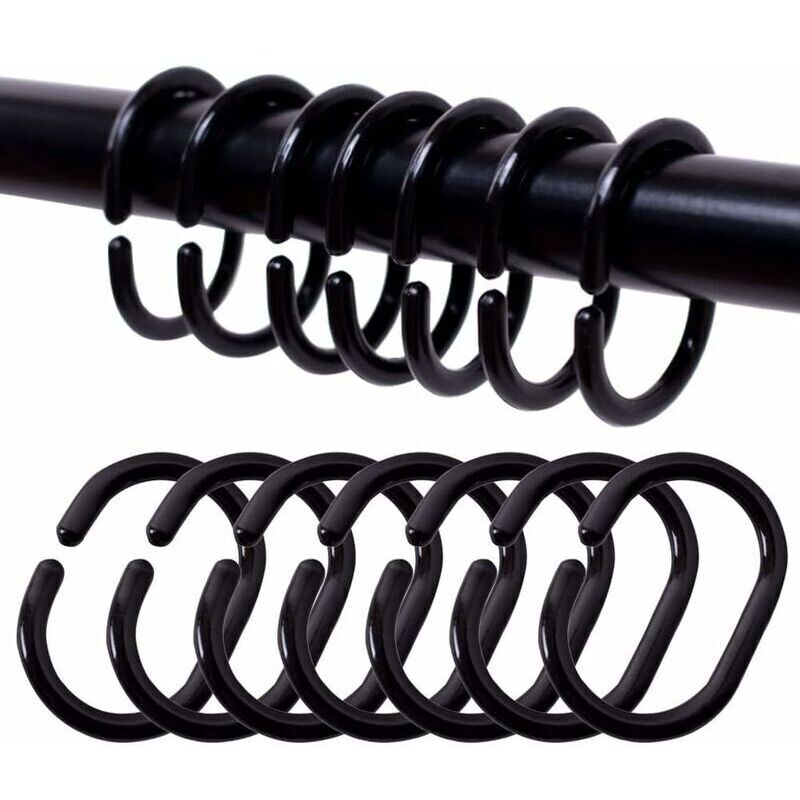 24 C-förmige Duschvorhangringe Aus Kunststoff, Maße 39 × 55 × 557 Mm, Langlebig Und Geräuschlos – Ulisem